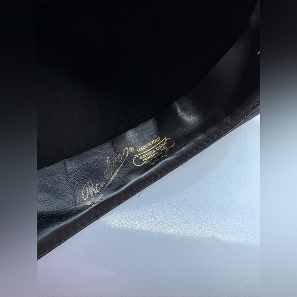 Borsalino Fedora Hat Black Wool Felt Made in Italy Vintage Size 7 (VDC) - Picture 3 of 9